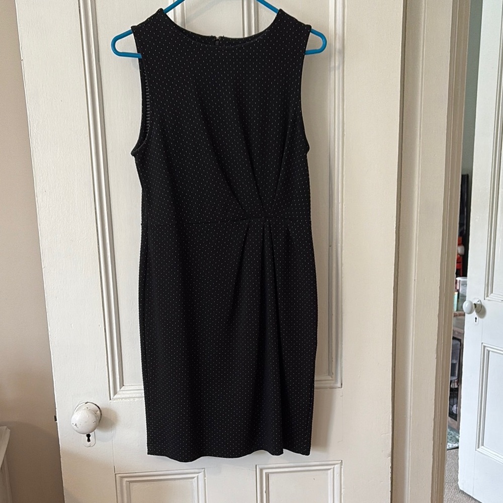 Banana Republic size 8P dress. Black with tiny white dots.